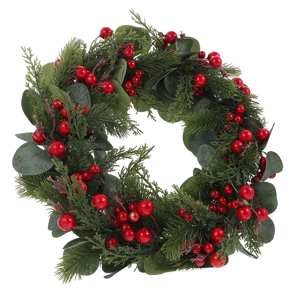 Christmas Outdoor Decor Berries Wreath Festive Front Eucalyptus Leaf Berry Decorations Fake Leaves  Leaf Berry Fake Wreaths