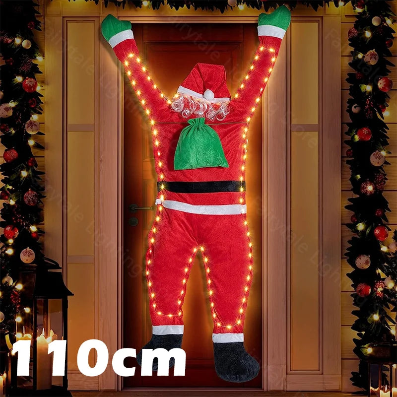 Christmas Climbing Santa Claus Hanging Decoration Outdoor Ornament for Wall Window Yard Home Holiday Party DIY Decor