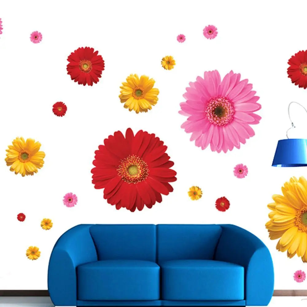 Background Decor Colorful Home Decoration Bedroom Removable Daisy Flower Mural Sticker Decor Sticker Wall Decals Wall Stickers