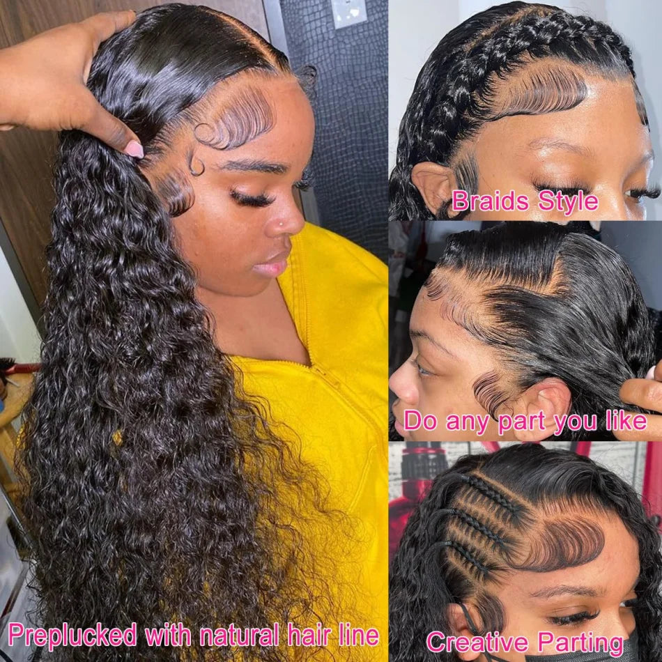 30 Inch Deep Wave Lace Frontal Wig 13X6 Hd Curly Brazilian Human Hair Lace Front Wigs For Women Water Wave Pre Plucked Lace Wigs