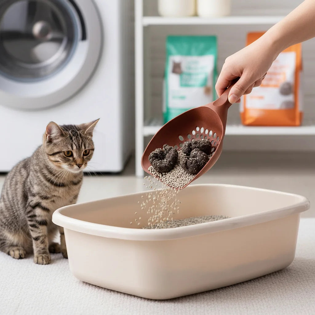 Large Cat Litter Scoop Long Handle Deep Shovel Pet Cleaning Tool for Cat Litter Box Easy Sifting Durable Pet Supplies
