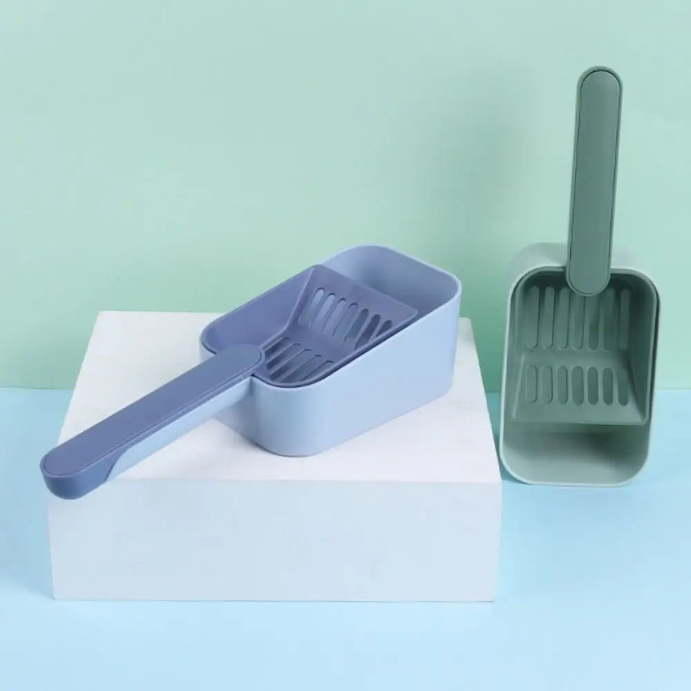Large Capacity Cat Litter Scoop Plastic Fine Sifting Pet Poop Shovel with Storage Box Pets Litter Shovel Cat Litter Box Cleaning