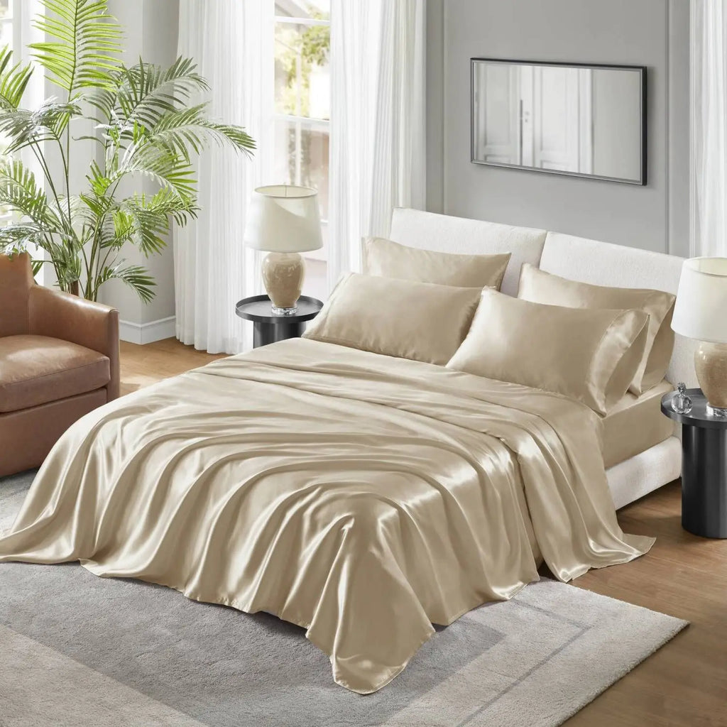 Cal King Satin Luxury Sheet & Pillowcase Set