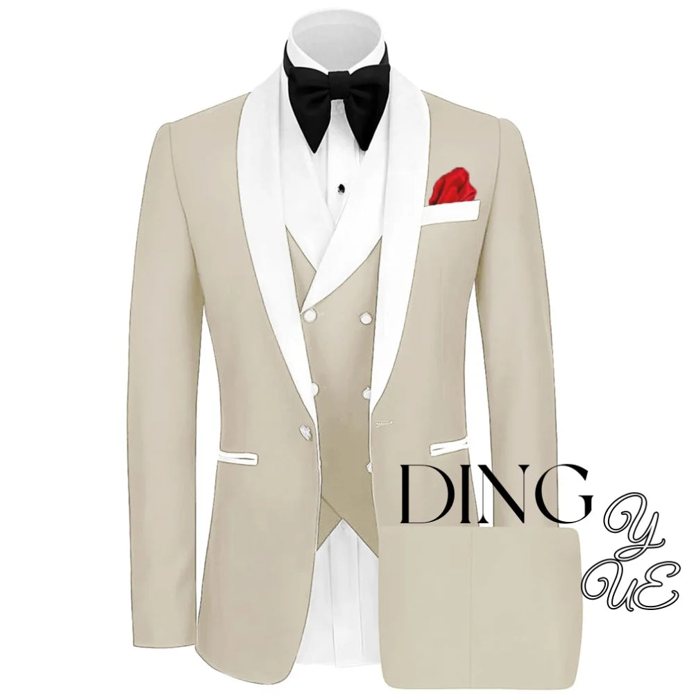 Men 3 Piece Suit Mens Tuxedo Suit for Men Slim Fit Suits One Button Shawl Lapel Wedding Suit Tuxedos trajes para hombre