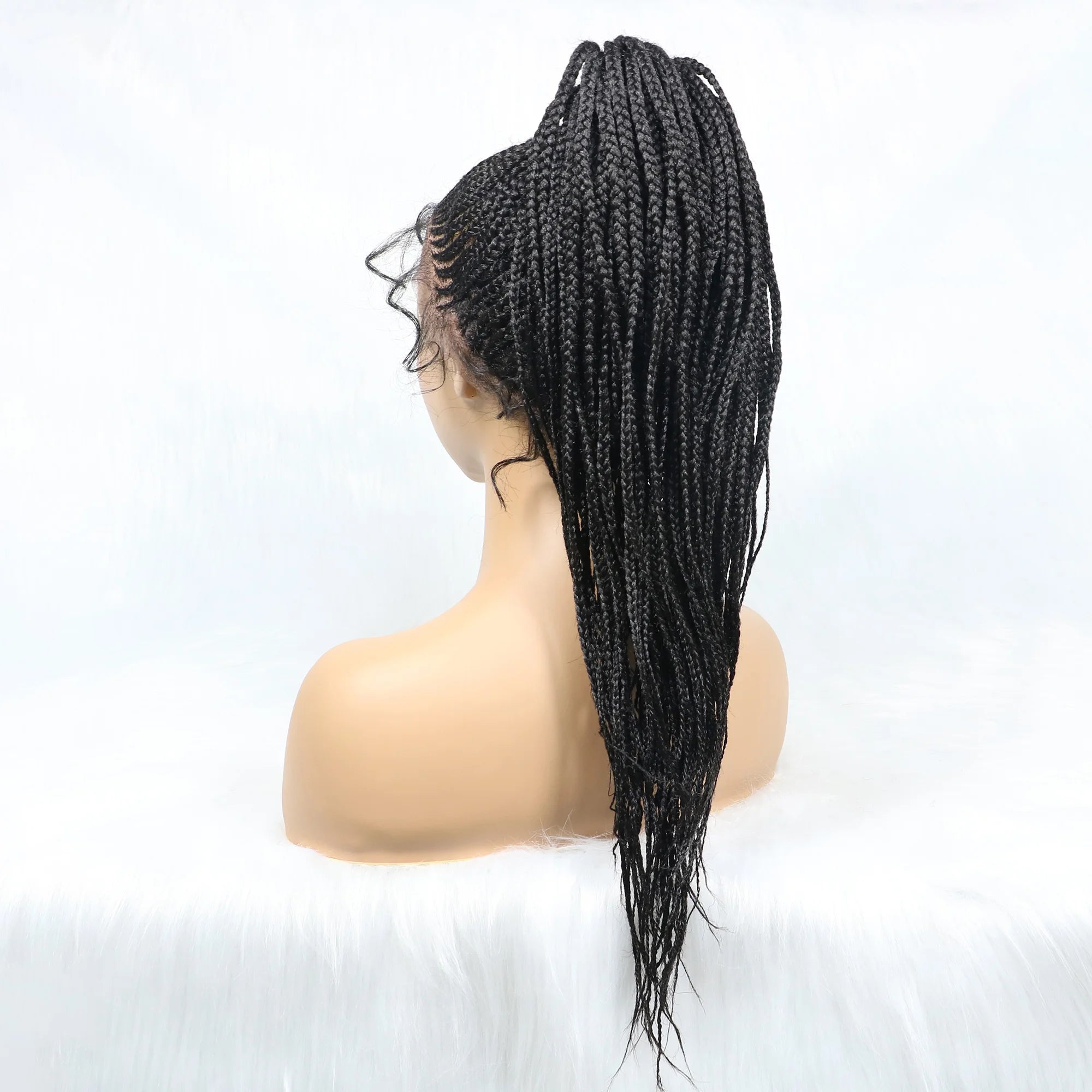 Braided Wigs Ponytail Synthetic Lace Front Wigs for Black Women Updo Style Super Lightweight Cornrow Braids Daily Wear Wigs