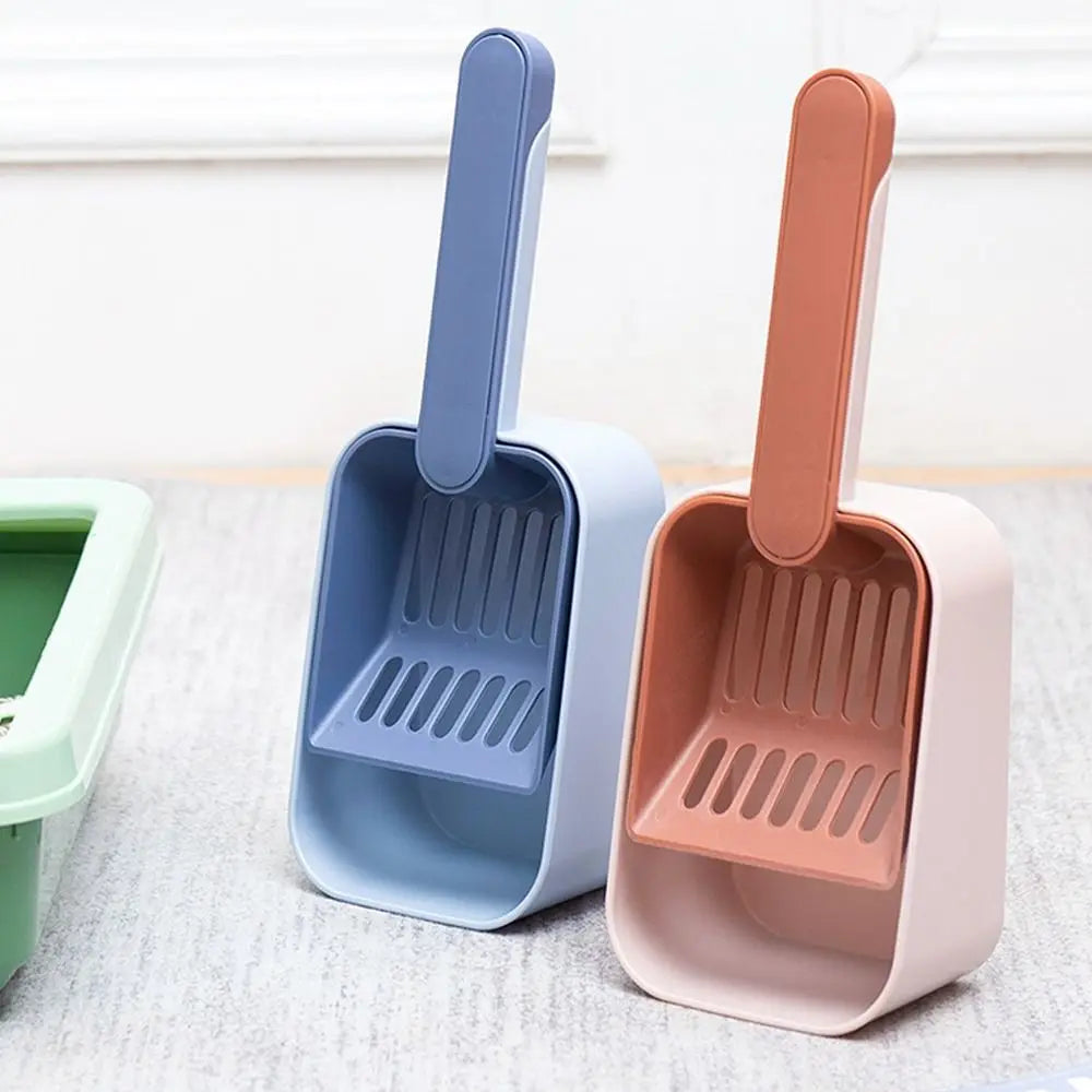 Large Capacity Cat Litter Scoop Plastic Fine Sifting Pet Poop Shovel with Storage Box Pets Litter Shovel Cat Litter Box Cleaning