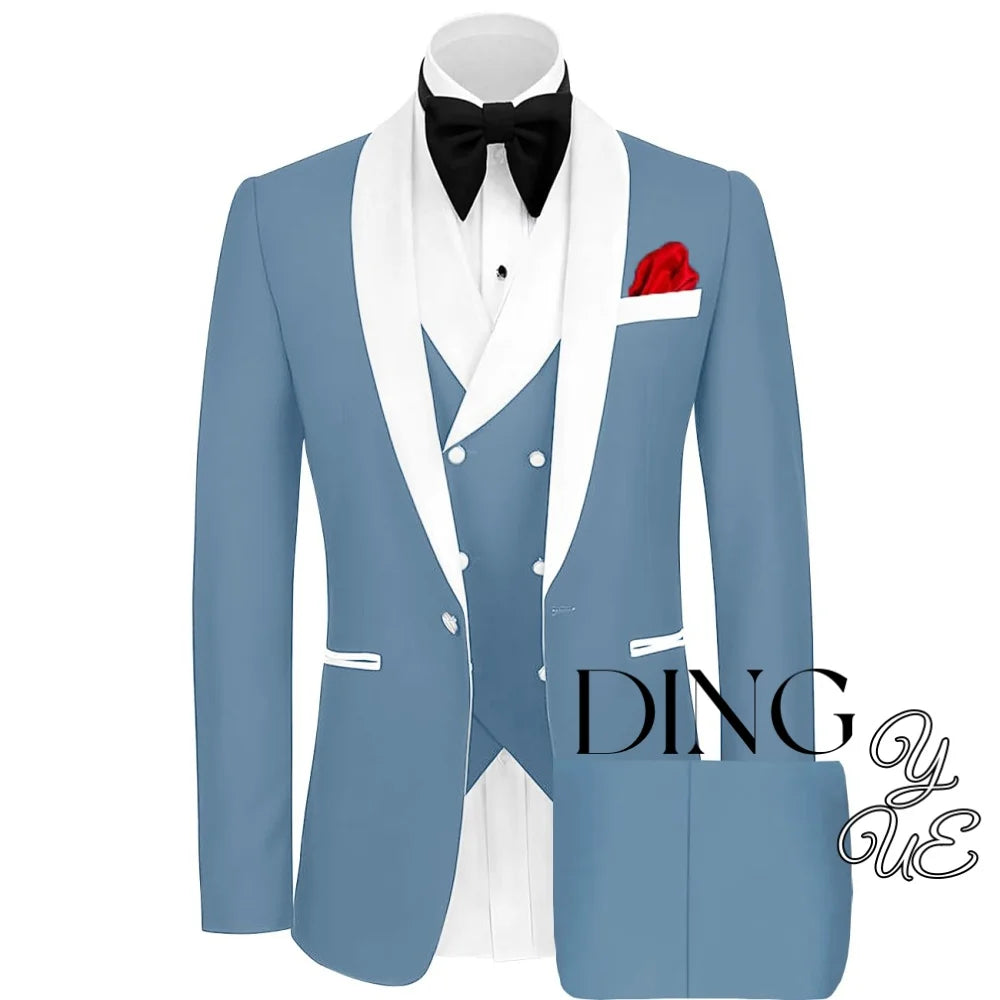 Men 3 Piece Suit Mens Tuxedo Suit for Men Slim Fit Suits One Button Shawl Lapel Wedding Suit Tuxedos trajes para hombre