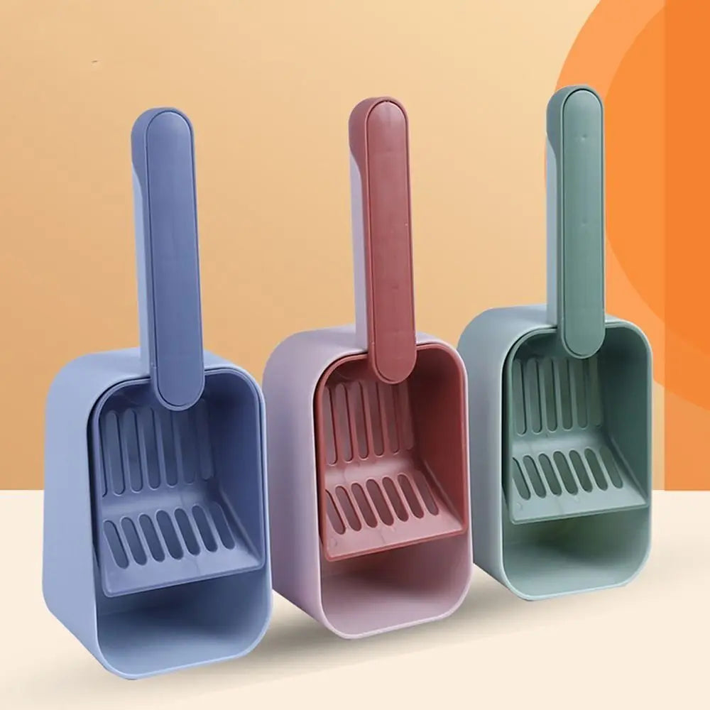 Large Capacity Cat Litter Scoop Plastic Fine Sifting Pet Poop Shovel with Storage Box Pets Litter Shovel Cat Litter Box Cleaning