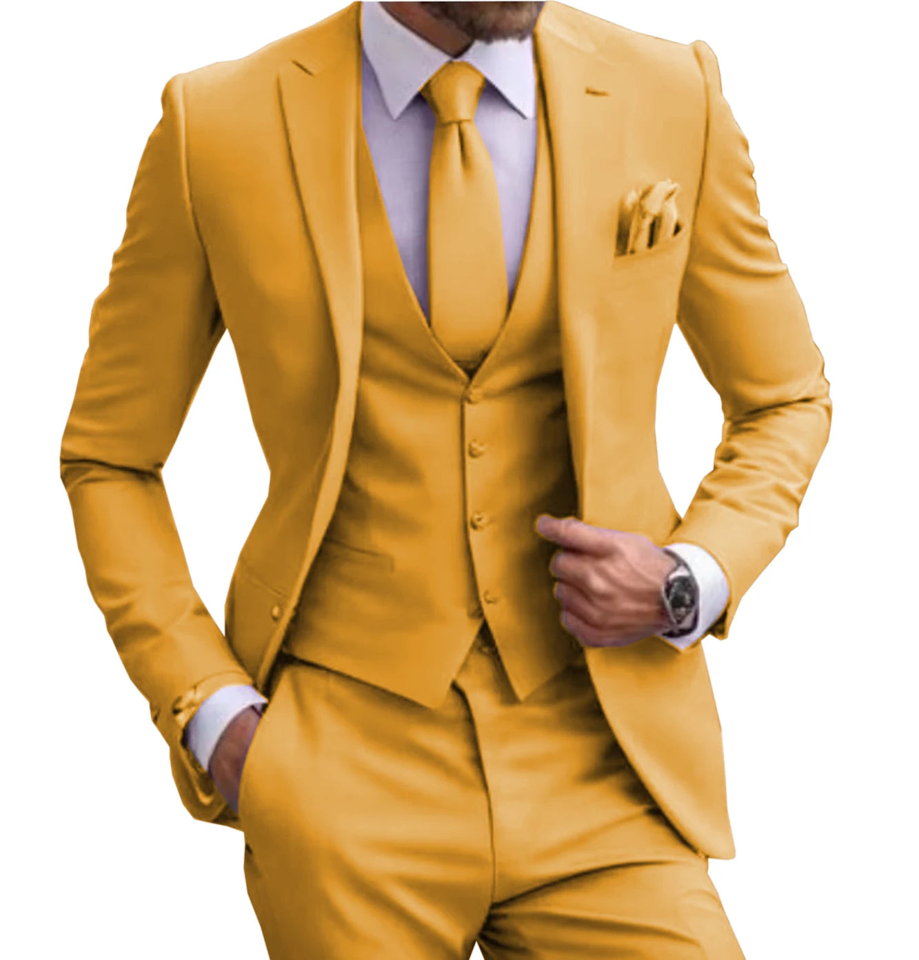 Suits for Men Lilac Stylish 3 Piece Classic Tuxedos Blazer Vest Pants Formal Elegant Male Wedding Groomsman Bespoke