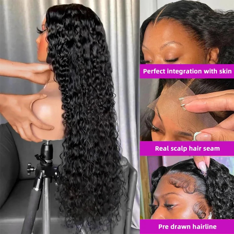 30 Inch Deep Wave Lace Frontal Wig 13X6 Hd Curly Brazilian Human Hair Lace Front Wigs For Women Water Wave Pre Plucked Lace Wigs