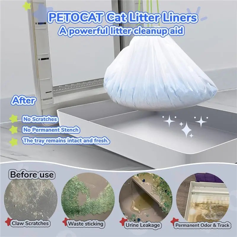 SDFC-Litter Box Liners Compatible With Petx Scoopfree Self-Cleaning Box 20 Count Drawstring Cat Litter Waste Bags For Tray Durab