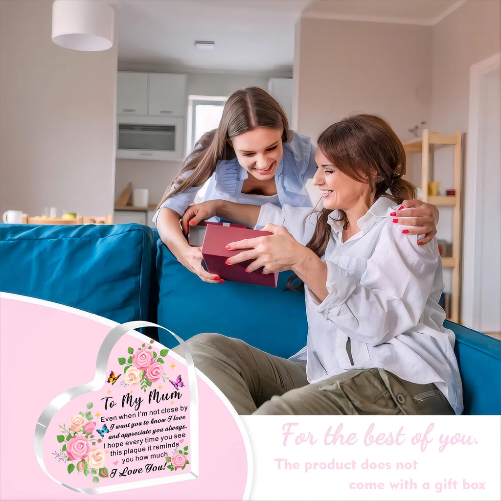 Mum Gifts Mothers Day Gifts From Daughter Son To My Mum I Love You Acrylic Heart Shape Plaque For Mum Mother Mummy Birthday