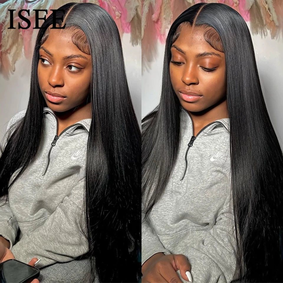 HD Lace Frontal Human Hair Wigs PreBleached Knots Preplucked Straight Lace Front Wigs For Women Brazilian Wigs On Sale ISEE Hair