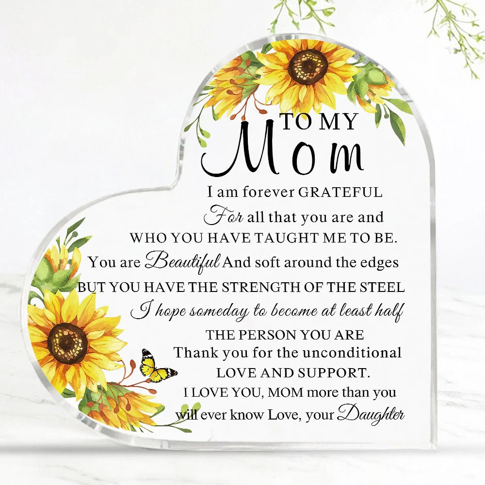 Mother's Day Gifts Birthday Gifts for Mom Bonus Mom Mother in Law from Daughters Son Meaningful Ideal Gifts Acrylic Heart
