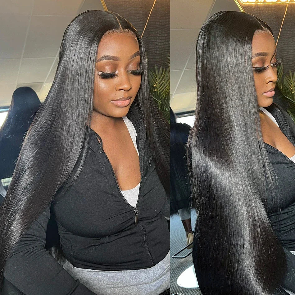 Straight Wear And Go Glueless Human Hair Wigs Pre Cut Pre Plucked Bleached Brazilian 4x4 5x5 Closure Lace Wigs For Black Women