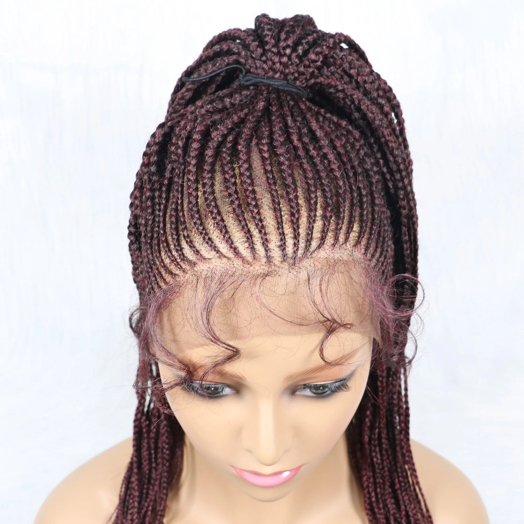 Braided Wigs Ponytail Synthetic Lace Front Wigs for Black Women Updo Style Super Lightweight Cornrow Braids Daily Wear Wigs