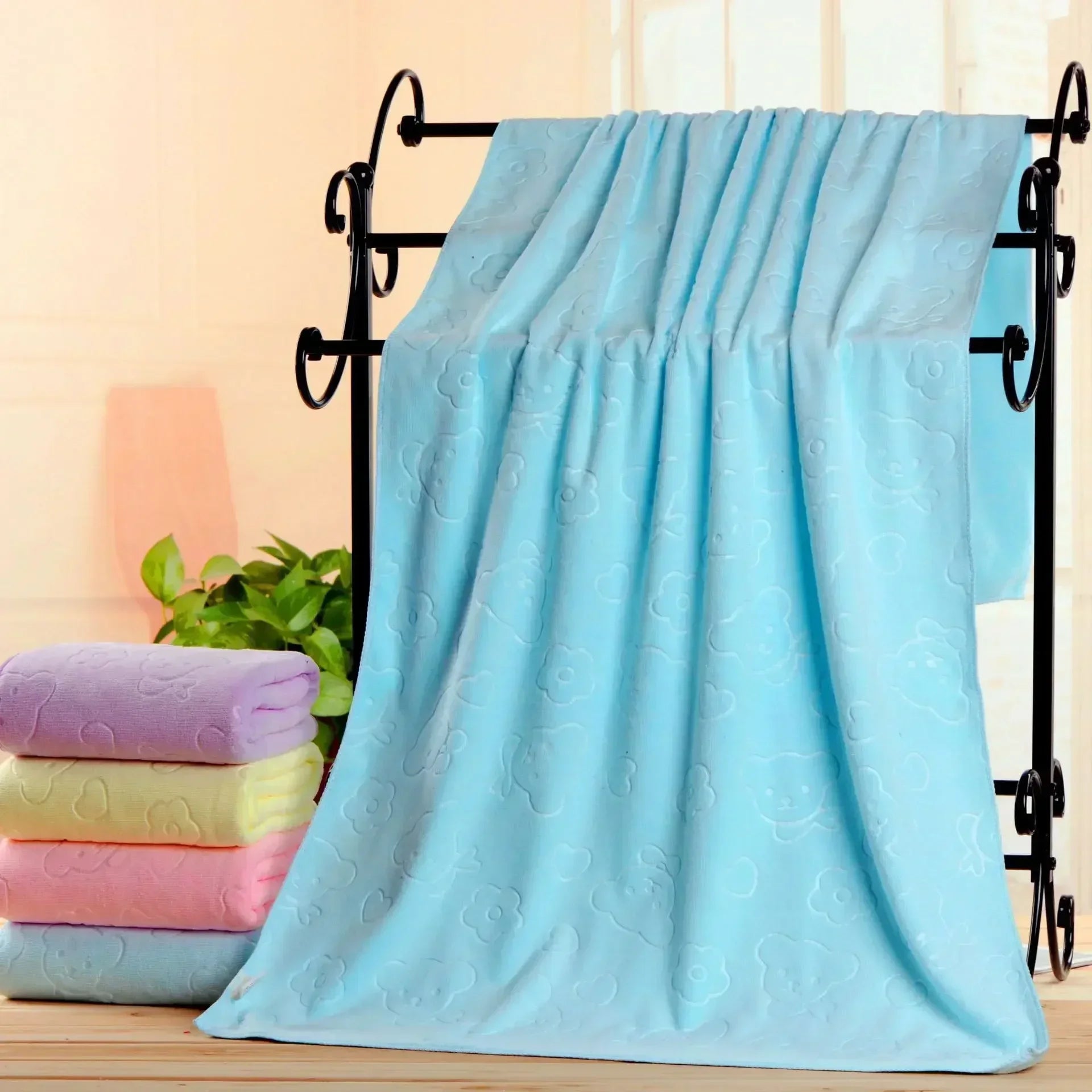 Embossed Towels Set  Quick Drying Towels Bath Towels Absorbent Soft and Comfortable Bathrobes Ultra-fine Fiber Towels Bathroom
