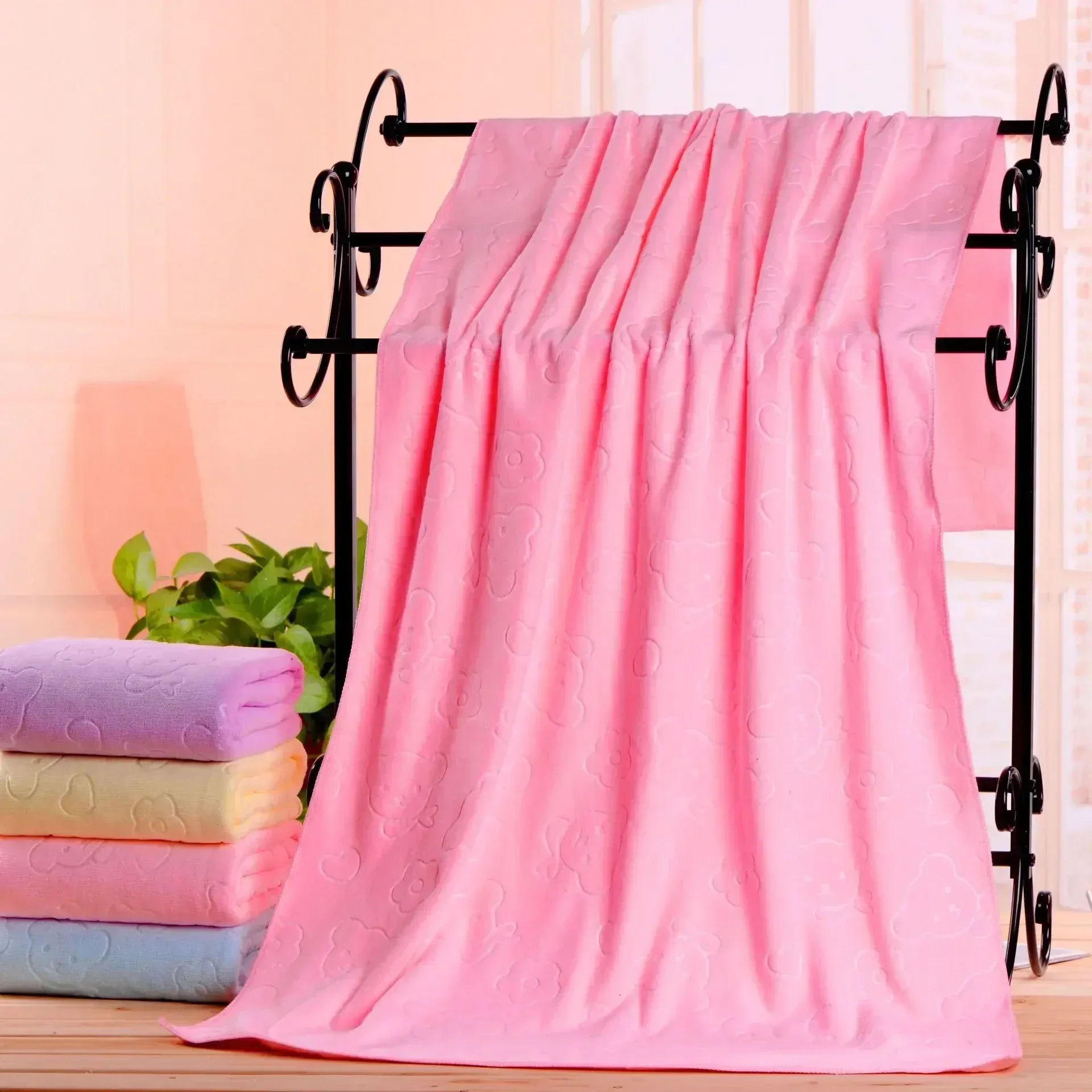 Embossed Towels Set  Quick Drying Towels Bath Towels Absorbent Soft and Comfortable Bathrobes Ultra-fine Fiber Towels Bathroom