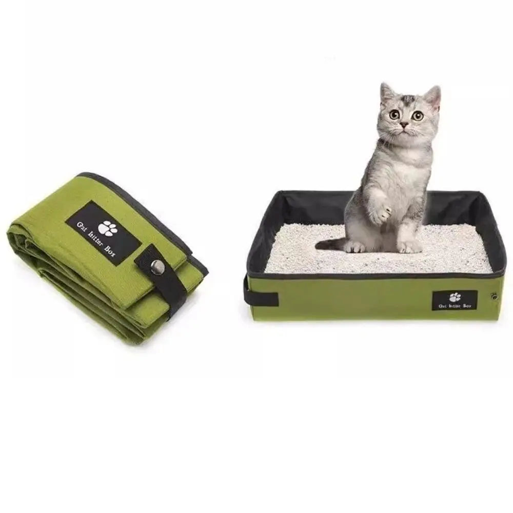 Easy To Clean Waterproof Portable Cat Litter Box Oxford Reusable Cat Toilet Tray Folding Pet Garbage Bin for Cats and Dogs