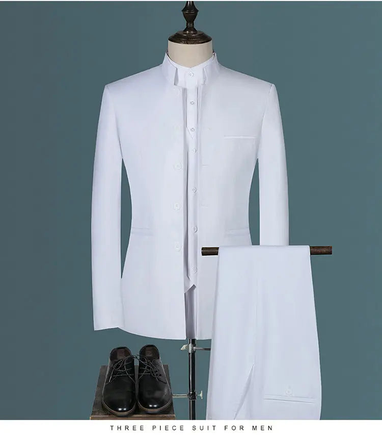 Men's suit for young and middle-aged business, casual, fashionable and stylish, stand-up collar single, Korean version of Zhongs