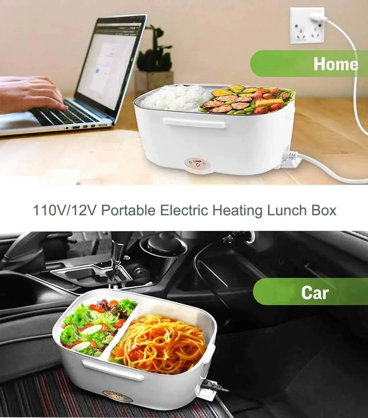 2 in 1 Portable Electric Lunch Box Lunch Box with Heating Function Household Appliances Food Box Electric Lunch Heating Portable