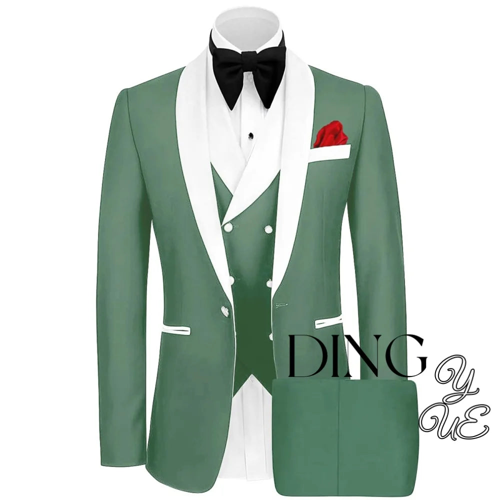 Men 3 Piece Suit Mens Tuxedo Suit for Men Slim Fit Suits One Button Shawl Lapel Wedding Suit Tuxedos trajes para hombre