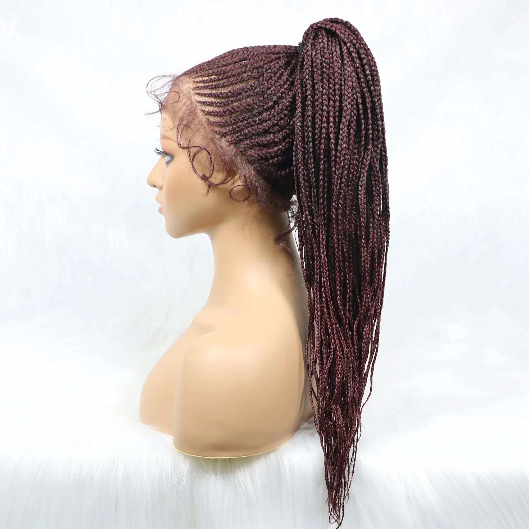 Braided Wigs Ponytail Synthetic Lace Front Wigs for Black Women Updo Style Super Lightweight Cornrow Braids Daily Wear Wigs