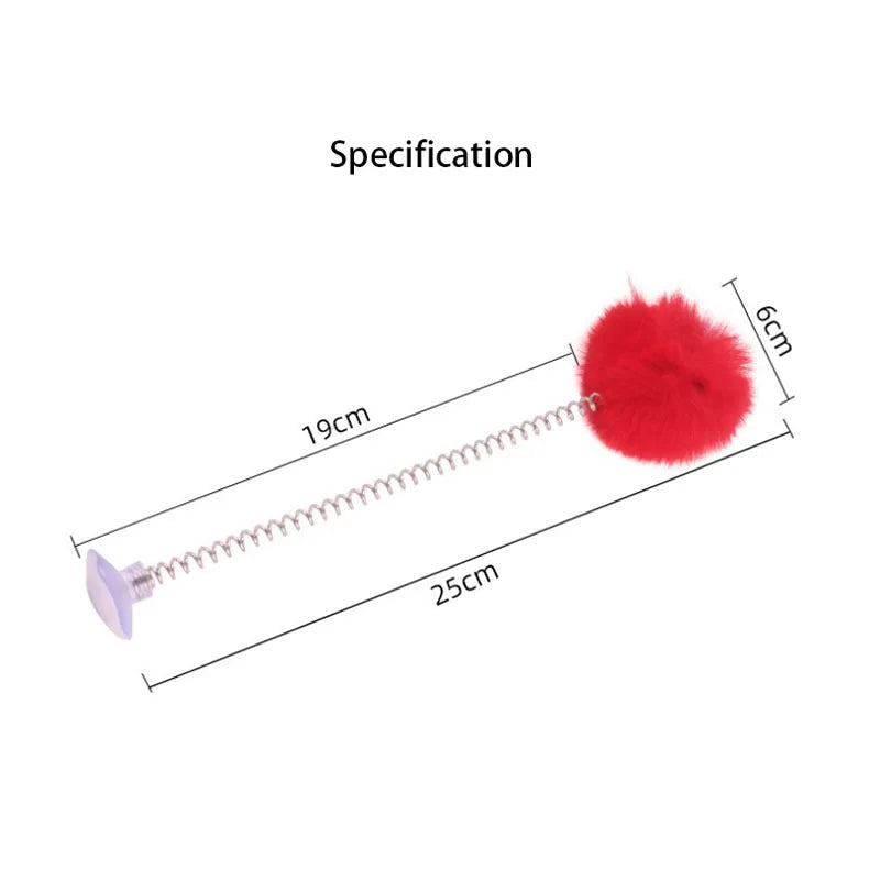 New Pet Dog Cat Toy Pet Supplies Feather Bottom Sucker Pet Cat Toy Cat Spring Stick Cat Interactive Toys Toy With Mini Bell