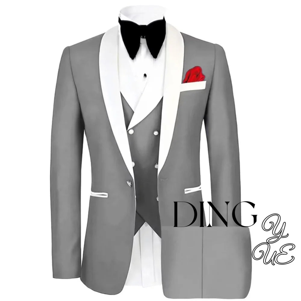Men 3 Piece Suit Mens Tuxedo Suit for Men Slim Fit Suits One Button Shawl Lapel Wedding Suit Tuxedos trajes para hombre