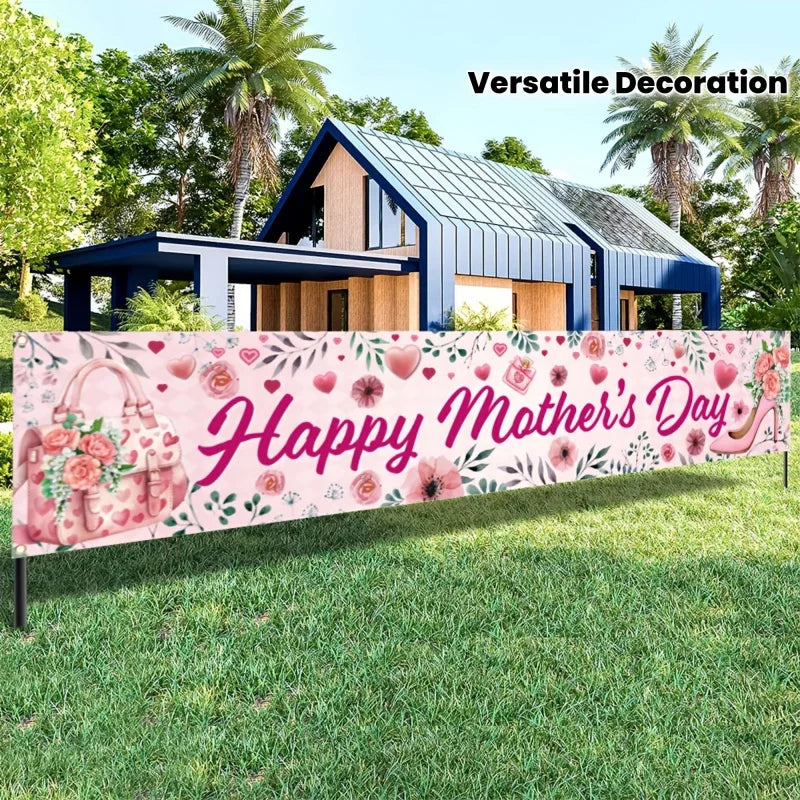 Mother'S Day Celebration Banner Expressing Love For Mothers. Indoor And Outdoor Celebration Activities With Decorations.