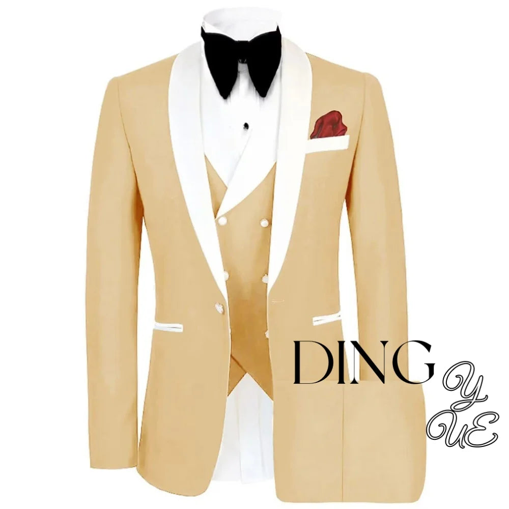 Men 3 Piece Suit Mens Tuxedo Suit for Men Slim Fit Suits One Button Shawl Lapel Wedding Suit Tuxedos trajes para hombre
