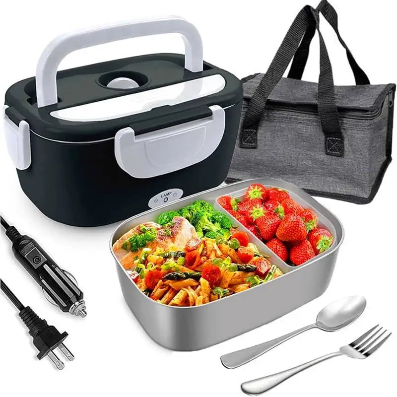 Electric Lunch Box for Adults, 80W Heated Lunch Box Portable Food Warmer Lunch Box for Work/Men/Car/TrucLeakproof 2 Compartments