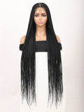 Synthetic 36 inch Lace Front Knotless Braided Wigs Black Box Braid Wig with Baby Hair Blended Lace Frontal Box Braided