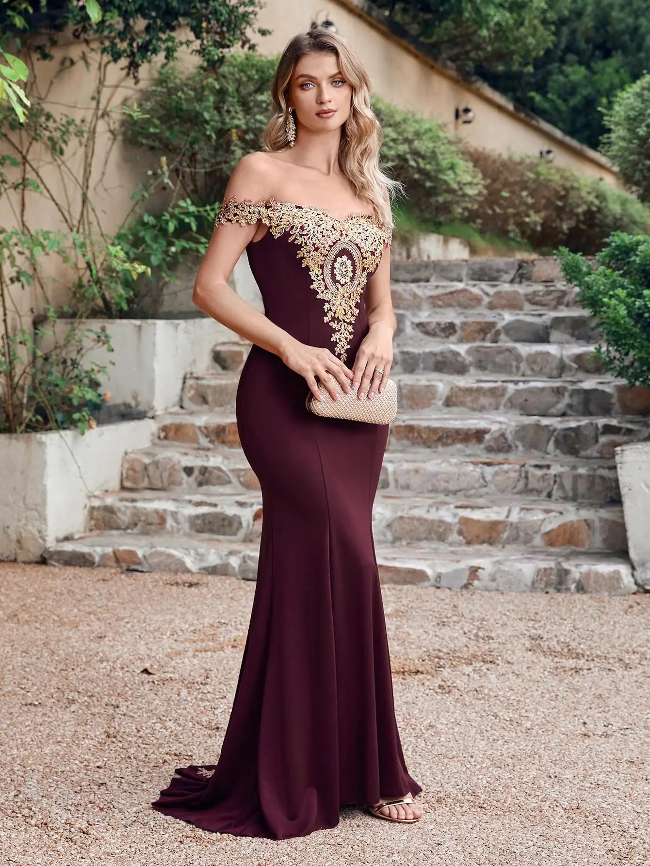 Women Evening Dresses Evening Prom Formal Gowns Wedding Party Long Dress Lace Applique Off Shoulder Dresses Gala