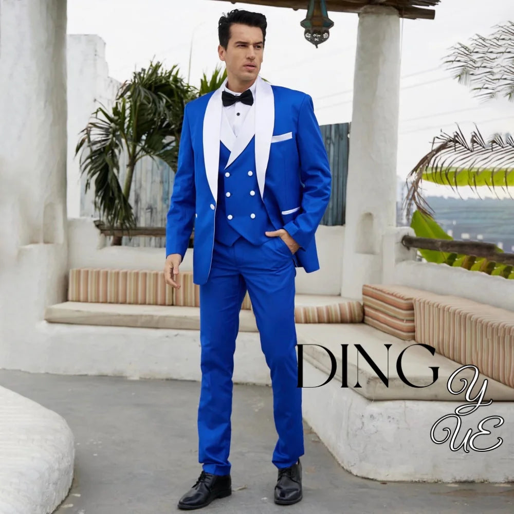 Men 3 Piece Suit Mens Tuxedo Suit for Men Slim Fit Suits One Button Shawl Lapel Wedding Suit Tuxedos trajes para hombre