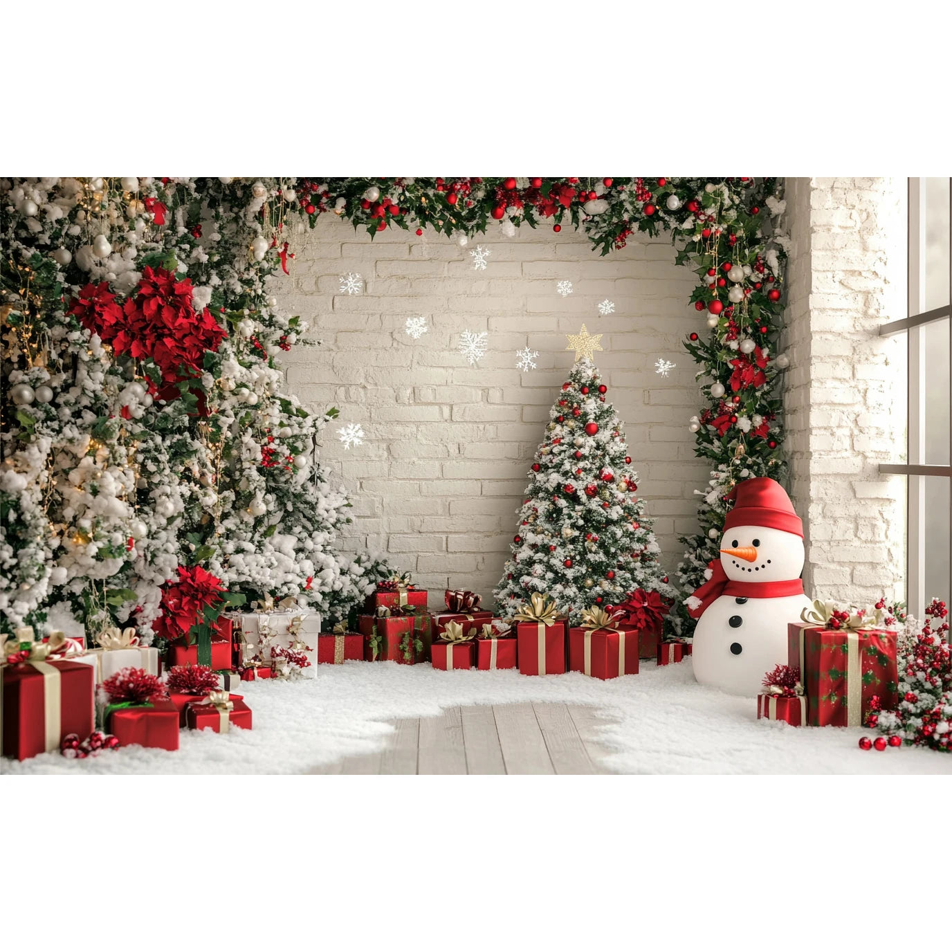 Christmas Decoration 2025 Photography Background Christmas Tree Snowman Photo Background Xmas Party Supplies Home Wall Banner