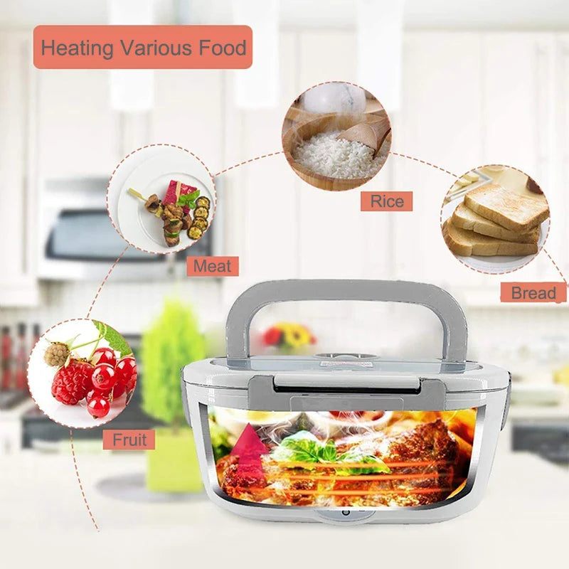 Electric Lunch Box Stainless Steel School Student Picnic 220V 110V 24V 12V Heating Food Warmer Heated Container Car EU US Plug