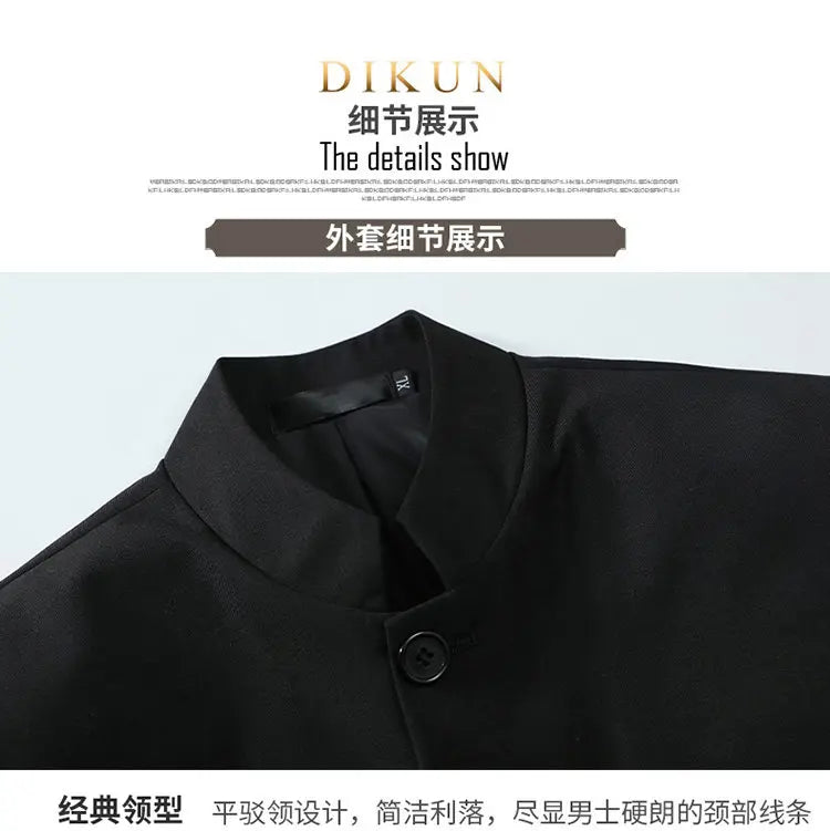 Men's suit for young and middle-aged business, casual, fashionable and stylish, stand-up collar single, Korean version of Zhongs