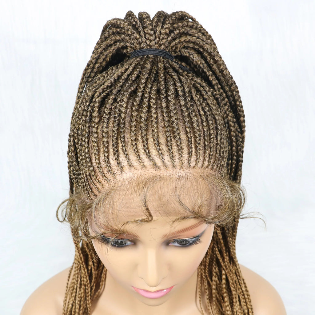 Braided Wigs Ponytail Synthetic Lace Front Wigs for Black Women Updo Style Super Lightweight Cornrow Braids Daily Wear Wigs