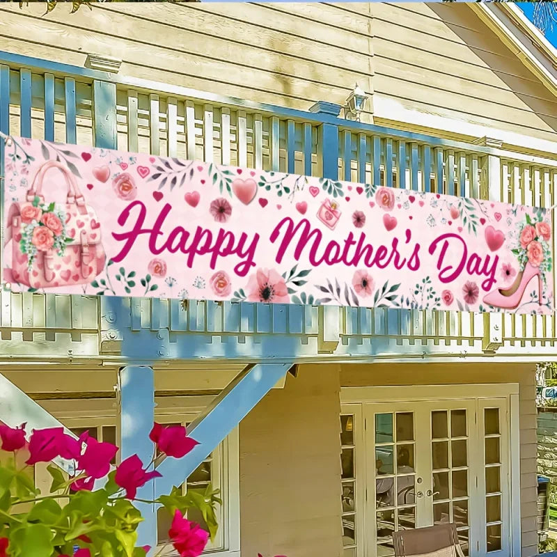 Mother'S Day Celebration Banner Expressing Love For Mothers. Indoor And Outdoor Celebration Activities With Decorations.