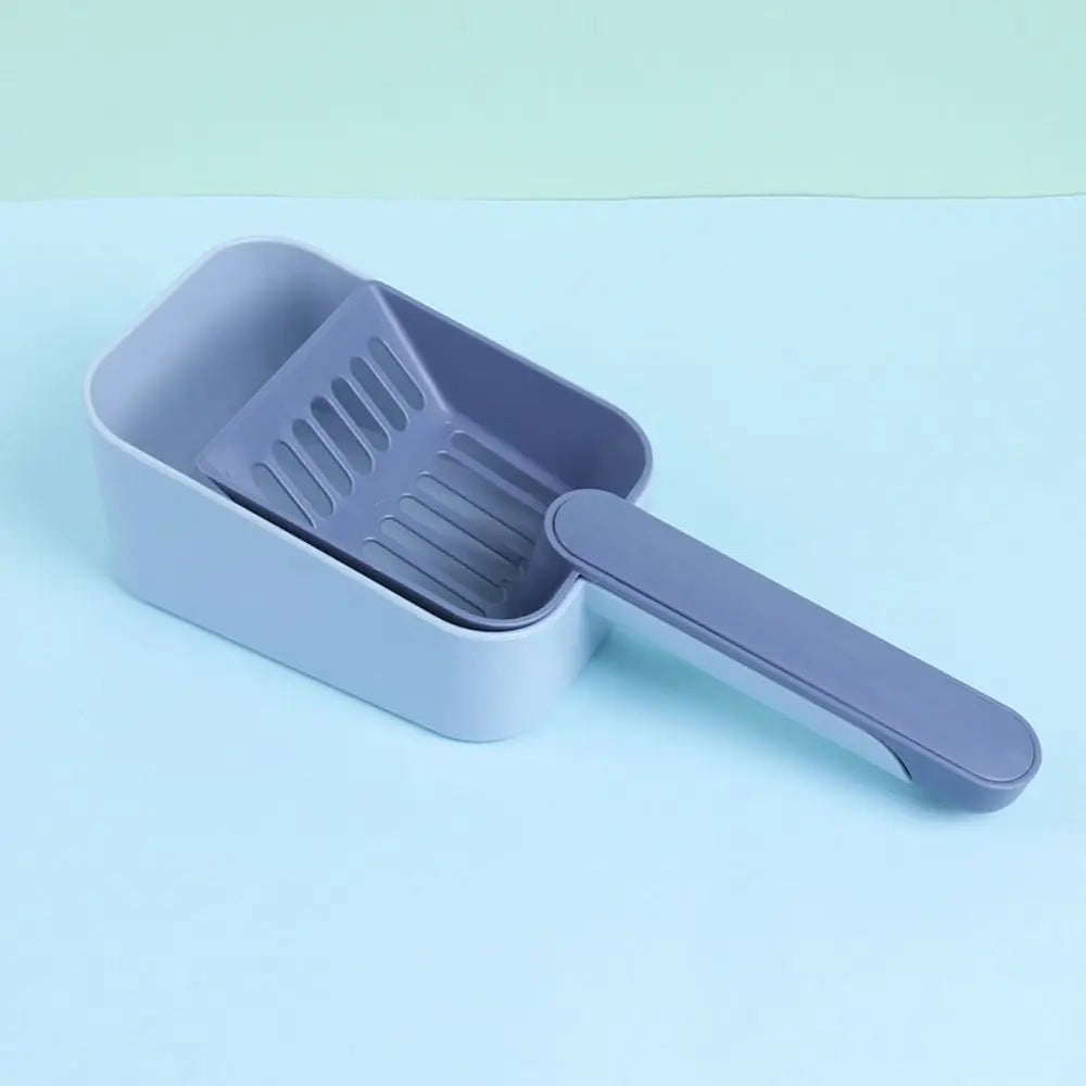 Large Capacity Cat Litter Scoop Plastic Fine Sifting Pet Poop Shovel with Storage Box Pets Litter Shovel Cat Litter Box Cleaning
