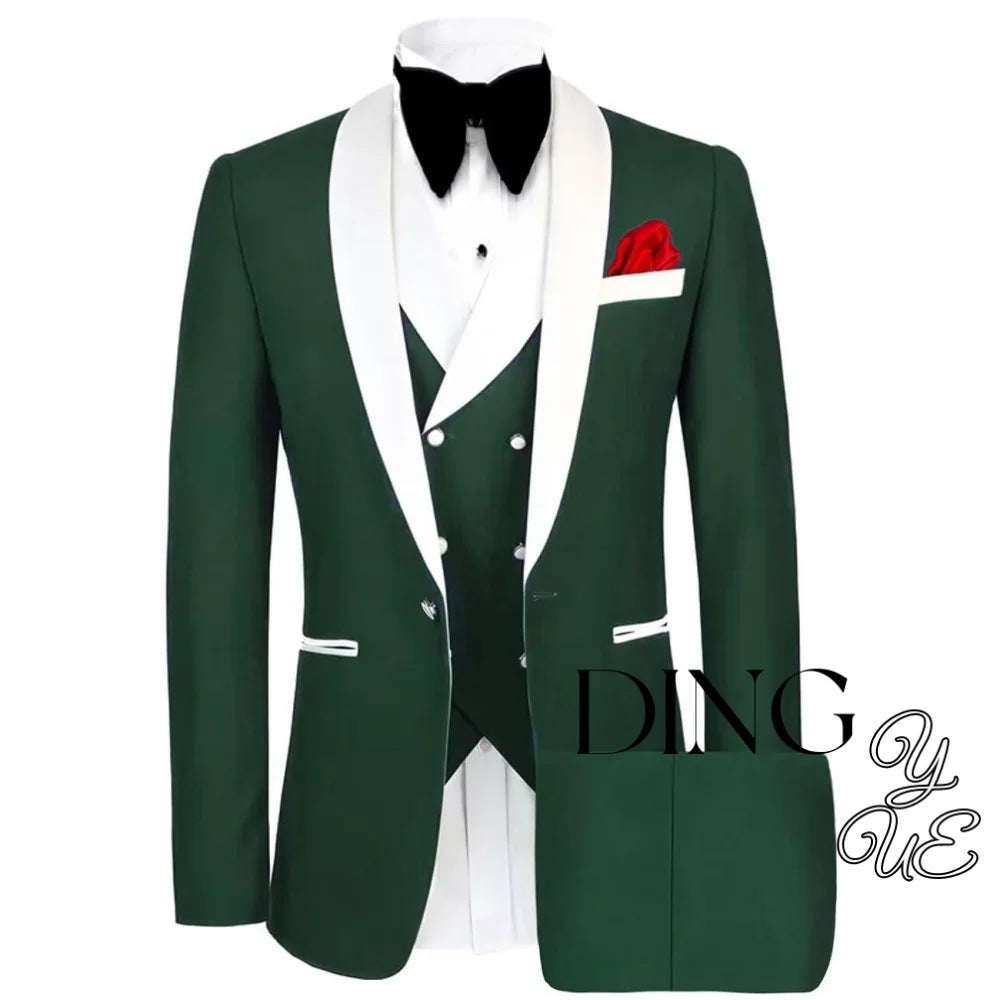 Men 3 Piece Suit Mens Tuxedo Suit for Men Slim Fit Suits One Button Shawl Lapel Wedding Suit Tuxedos trajes para hombre