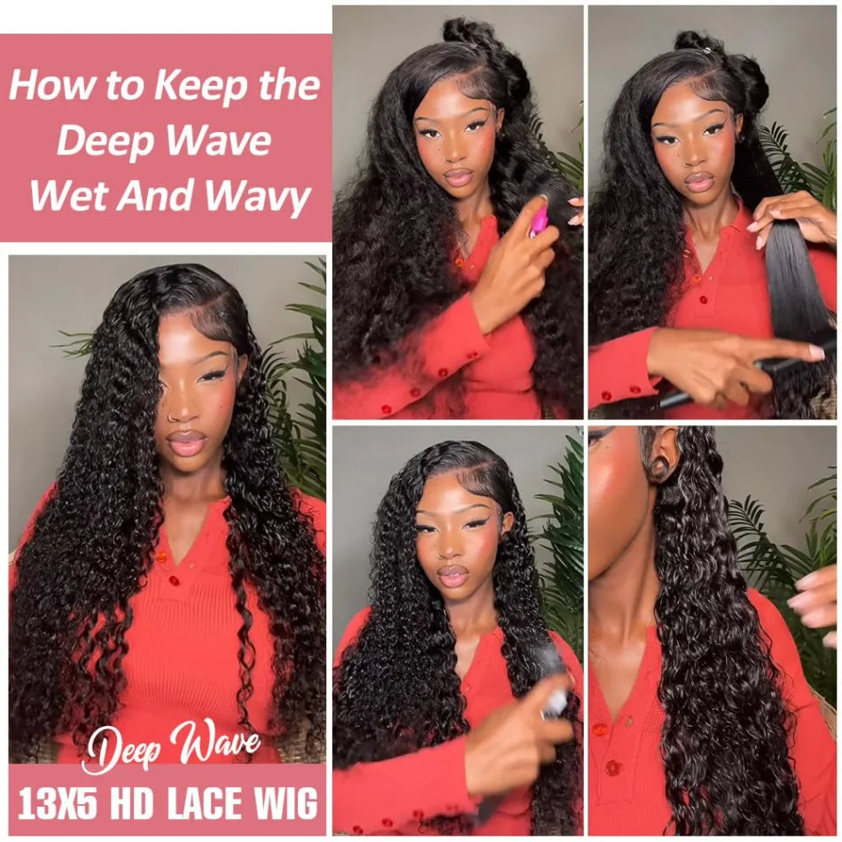 30 Inch Deep Wave Lace Frontal Wig 13X6 Hd Curly Brazilian Human Hair Lace Front Wigs For Women Water Wave Pre Plucked Lace Wigs