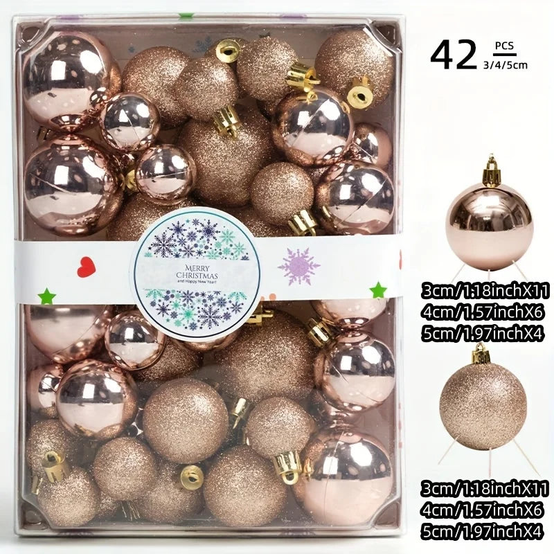 42 Christmas Balls, Christmas Tree Decorations, Hanging Balls In Various Colors, Christmas Decorative Balls, and Christmas Decor