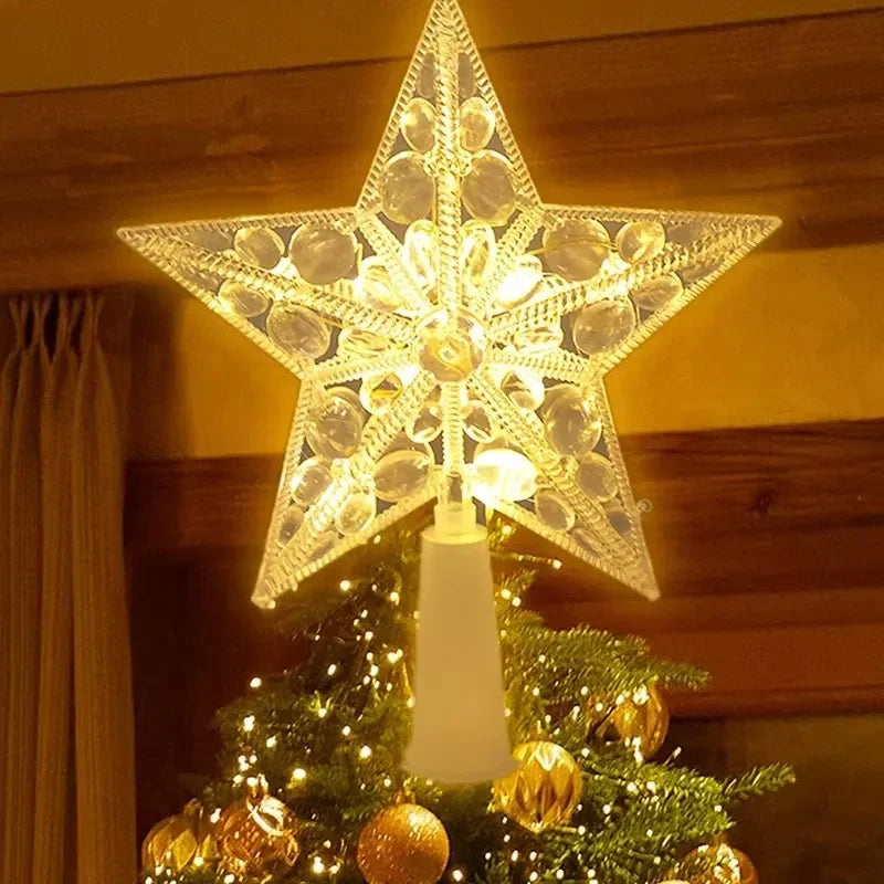 15cm Christmas Tree Decoration Stars Warm White Lights Home Room Decor LED Shining Lamp Xmas Festival TopStar Navidad 1.07in