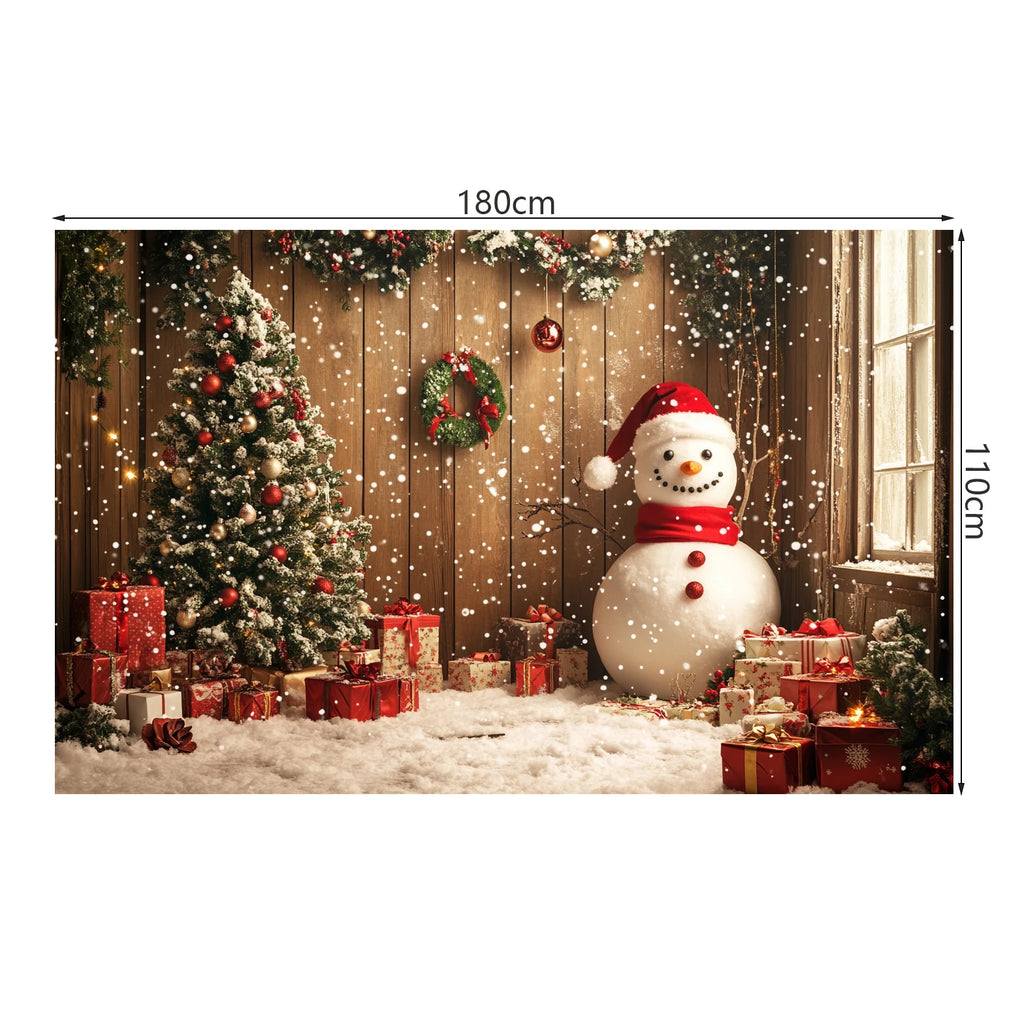 Christmas Decoration 2025 Photography Background Christmas Tree Snowman Photo Background Xmas Party Supplies Home Wall Banner