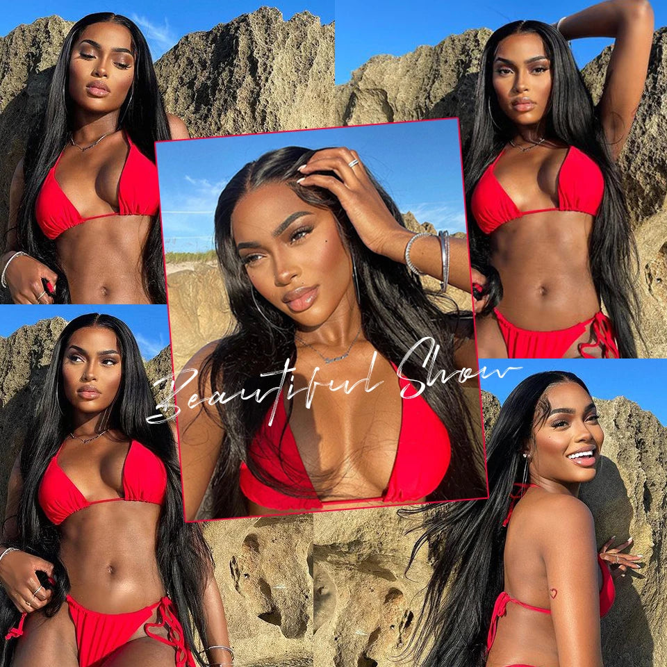 Sleek Colored Lace Human Hair Wigs For Women 99j Burgundy Red Colored Brazilian Hair Wigs 26 Inch Long T Part Lace Woman Wigs