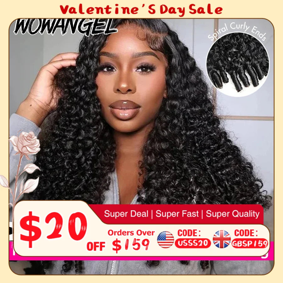 13x6 HD Lace Frontal Wigs Human Hair Burmese Curly Wig With Spiral End Pre Plucked Wet And Wavy HD Lace Front Human Hair Wigs