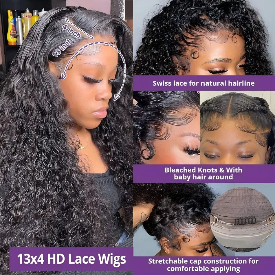 30 Inch Deep Wave Lace Frontal Wig 13X6 Hd Curly Brazilian Human Hair Lace Front Wigs For Women Water Wave Pre Plucked Lace Wigs