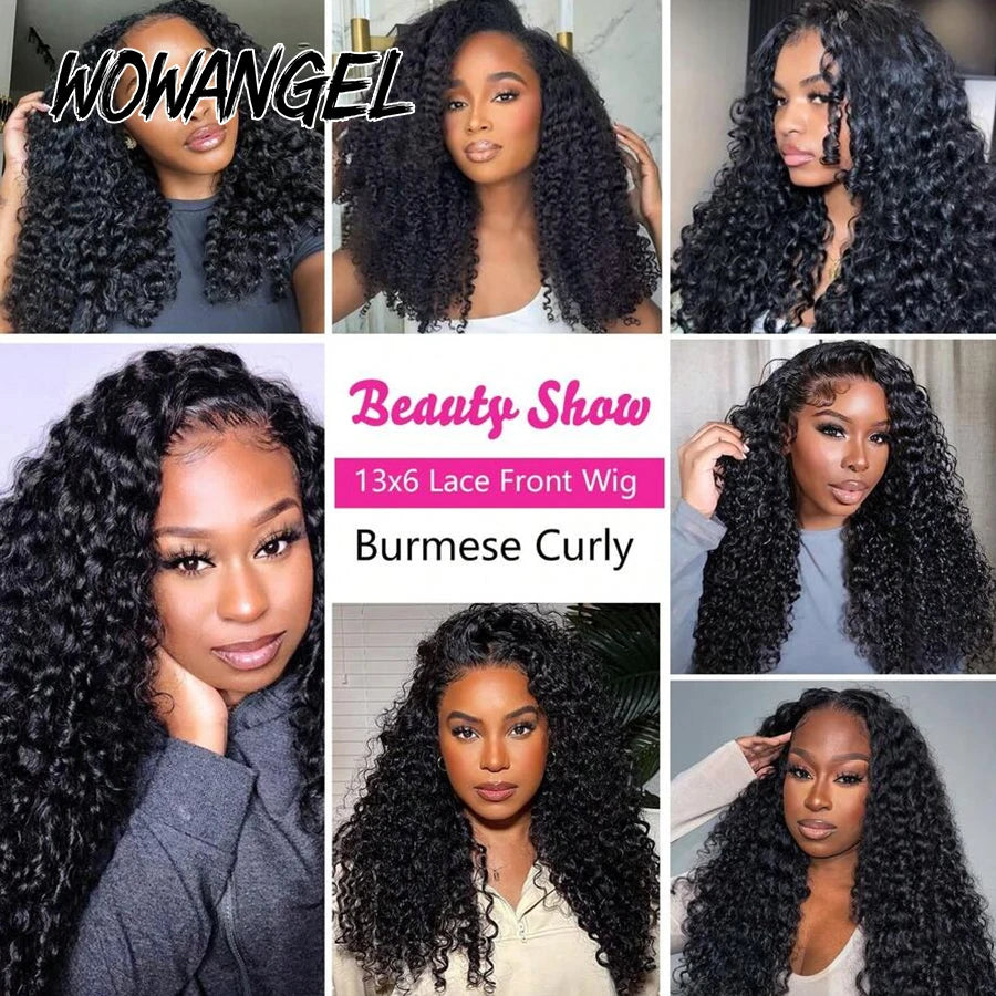 13x6 HD Lace Frontal Wigs Human Hair Burmese Curly Wig With Spiral End Pre Plucked Wet And Wavy HD Lace Front Human Hair Wigs